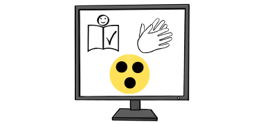 Barrierefreiheit Computerbildschirm mit Symbolen für Barrierefreiheit.