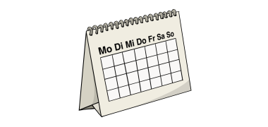 Aufstellkalender Grafik eines Aufstellkalenders auf weißem Hintergrund