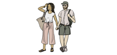 Pärchen Urlaub Ein Paar schlendert im Urlaub entspannt gemeinsam durch die Umgebung.
