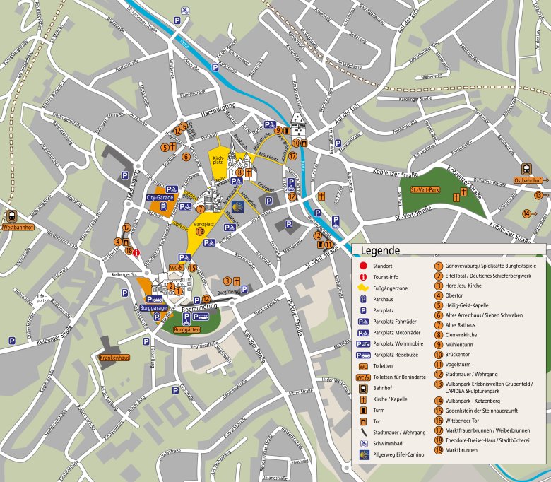 Stadtplan Mayen Tourist-Infoschild der Stadt Mayen