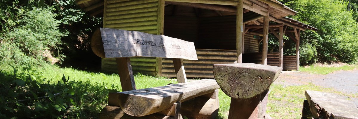 Die Finnenhütte im Wald bei Nitztal