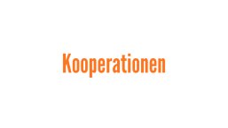 Das Wort "Kooperationen" in Orange auf weißem Grund