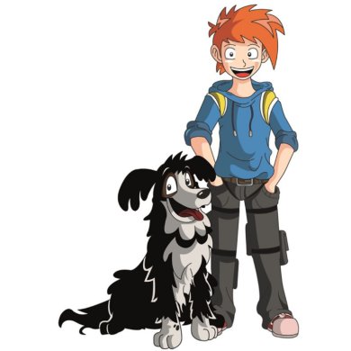 Max und Flocke – Grafik Grafik von Max und Flocke - Junge und Hund