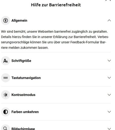 Menügliederung Barrierefreiheit 