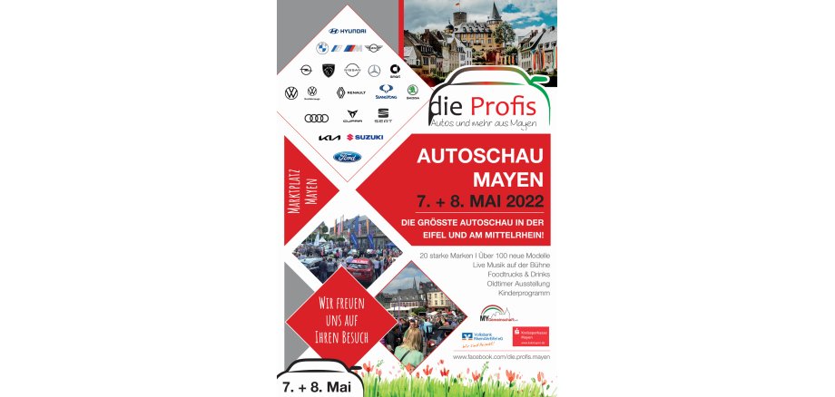 Plakat zur Autoschau in Mayen am 7. und 8. Mai 2022