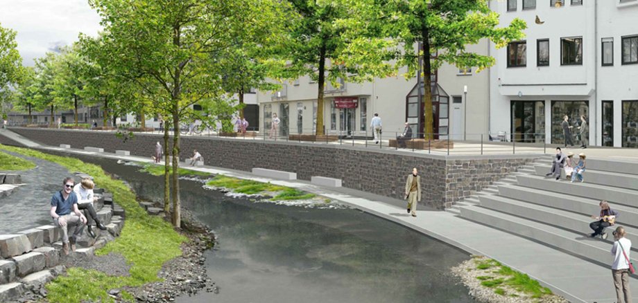 3D-Ansicht der beiden geplanten Promenaden des Projekts Wasserpförtchen