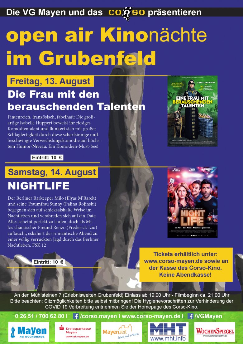 Ein Werbeplakat der open air Kinonächte im Grubenfeld