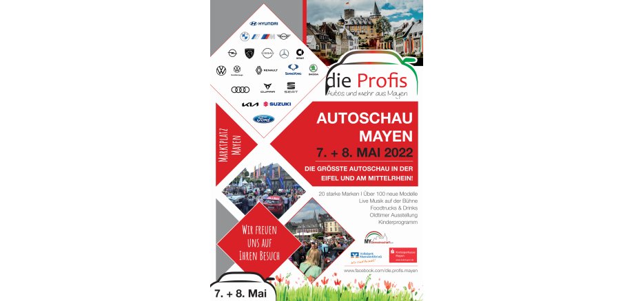 Plakat zur Autoschau in Mayen am 7. und 8. Mai 2022