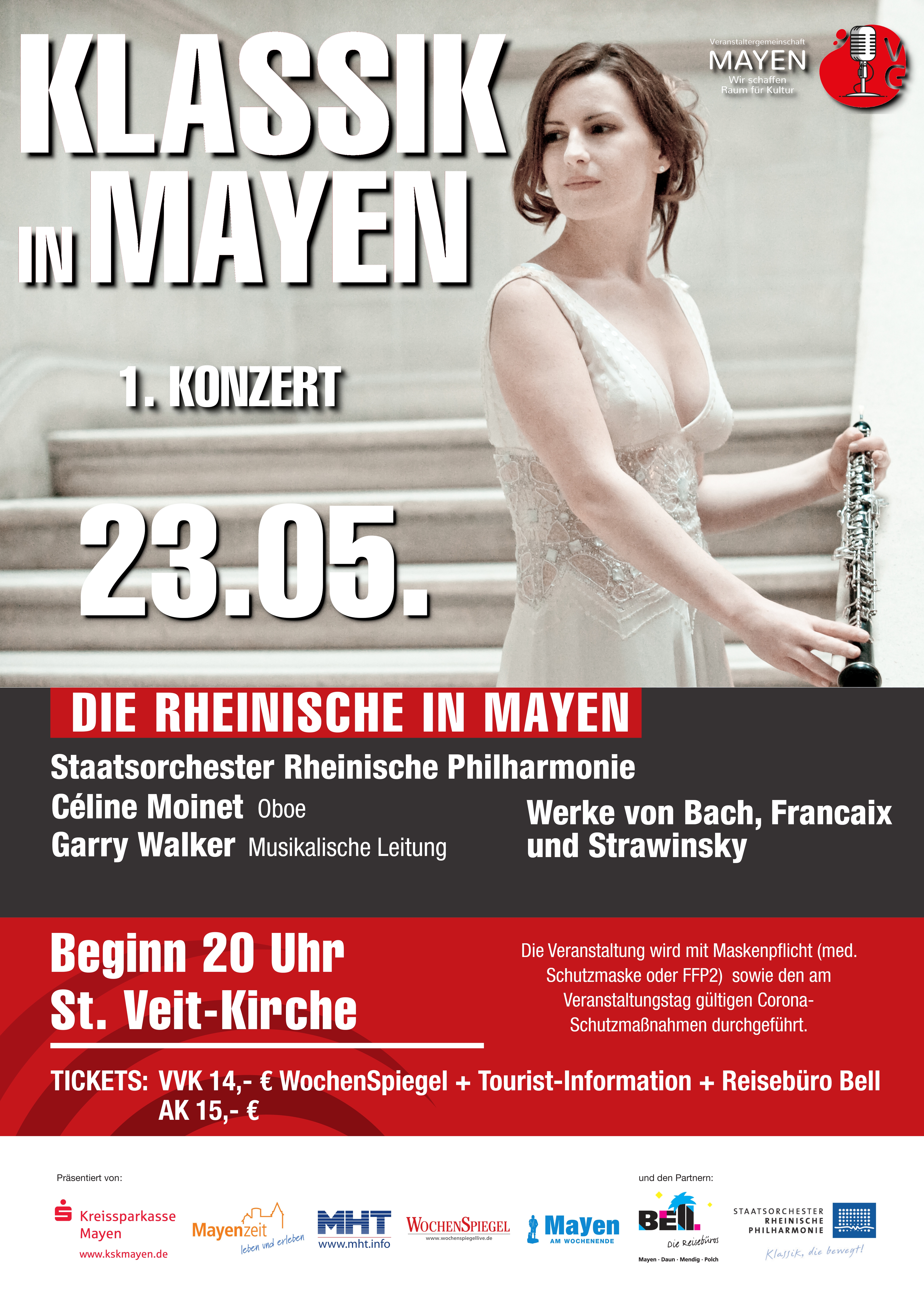 Plakat mit allen wichtigen Infos und Cèline Moinet im Hintergrund