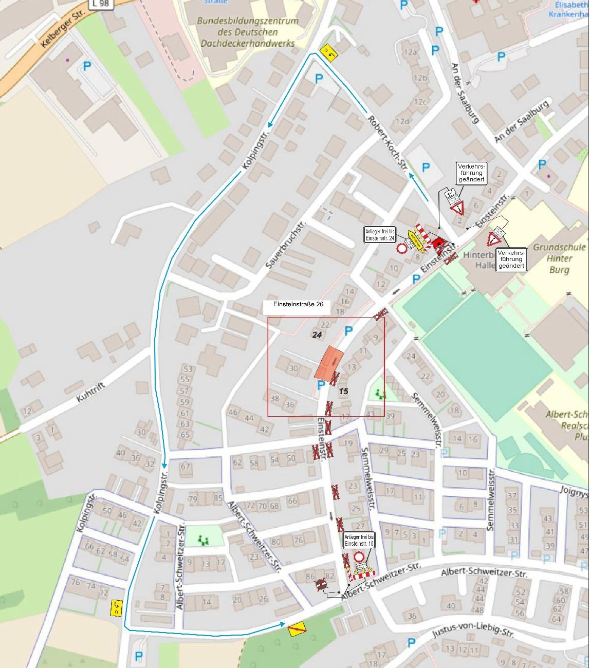 Plan von der betroffenen Stelle