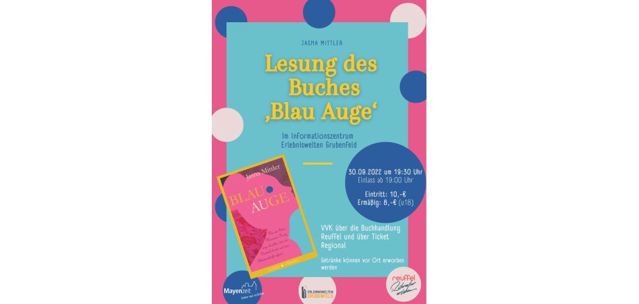 Plakat zur Lesung des Buches "Blau Auge"