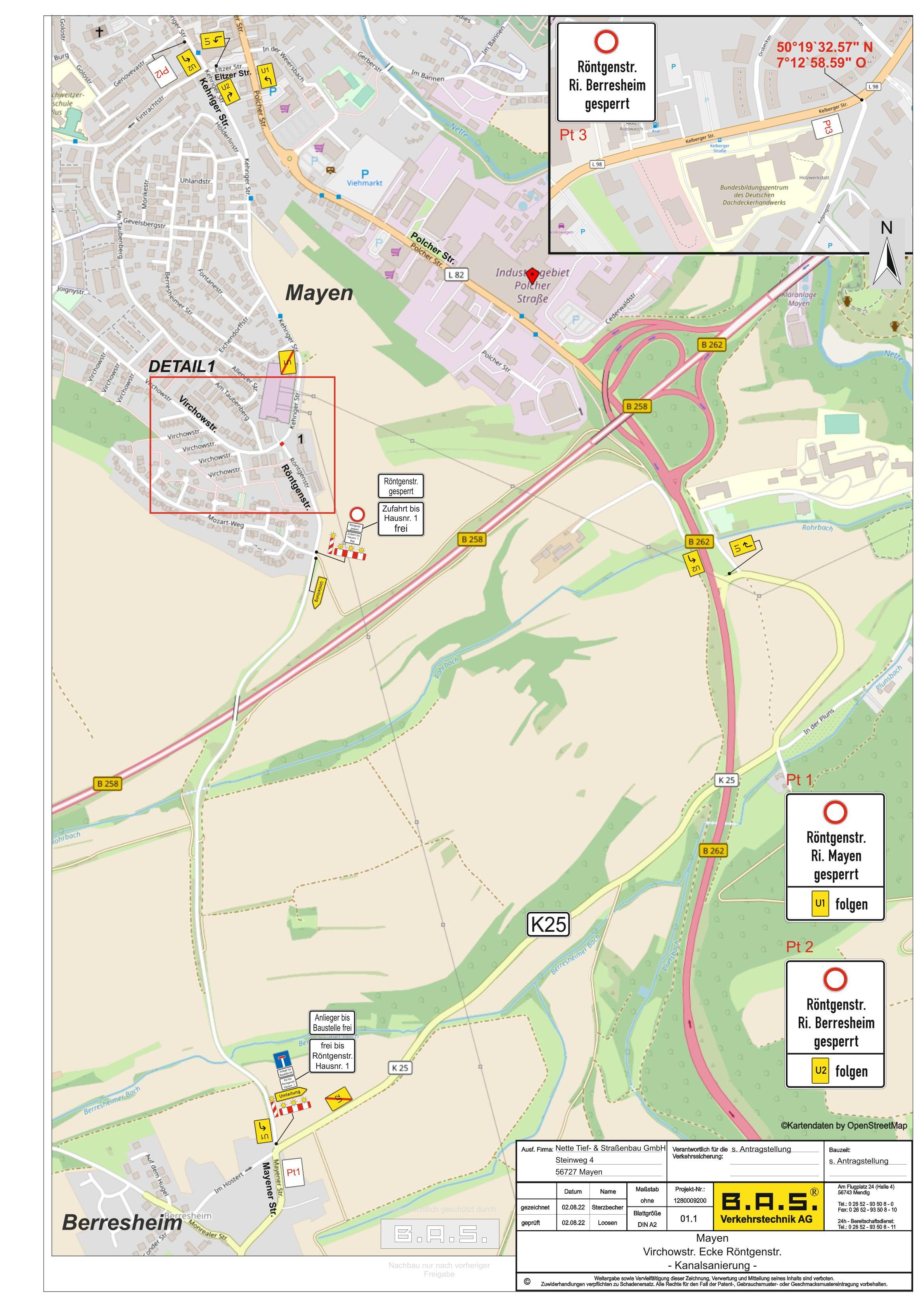 Genauer Lageplan der betroffenen Stelle
