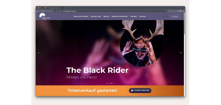 Screenshot der neuen Homepage für die Burgfestspiele