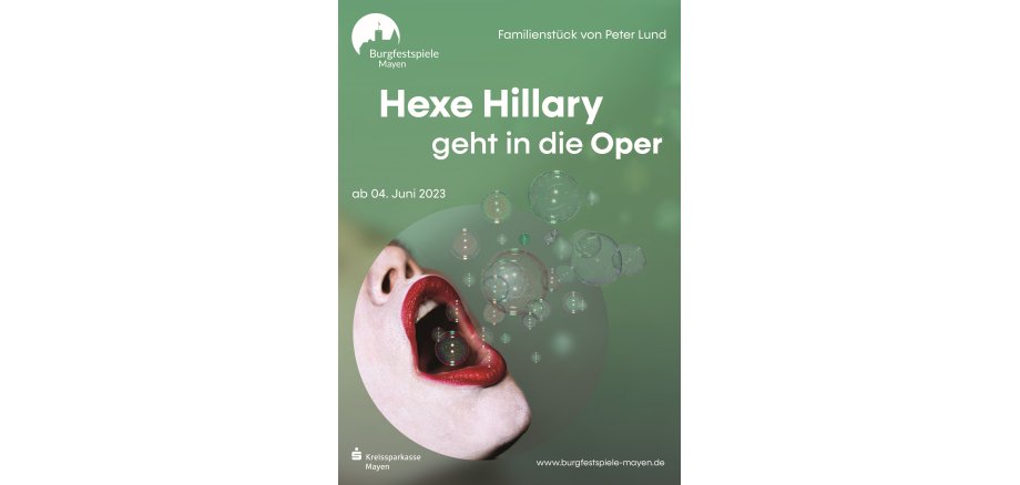 Bild eines Flyers zum Familienstück „Hexe Hillary geht in die Oper“