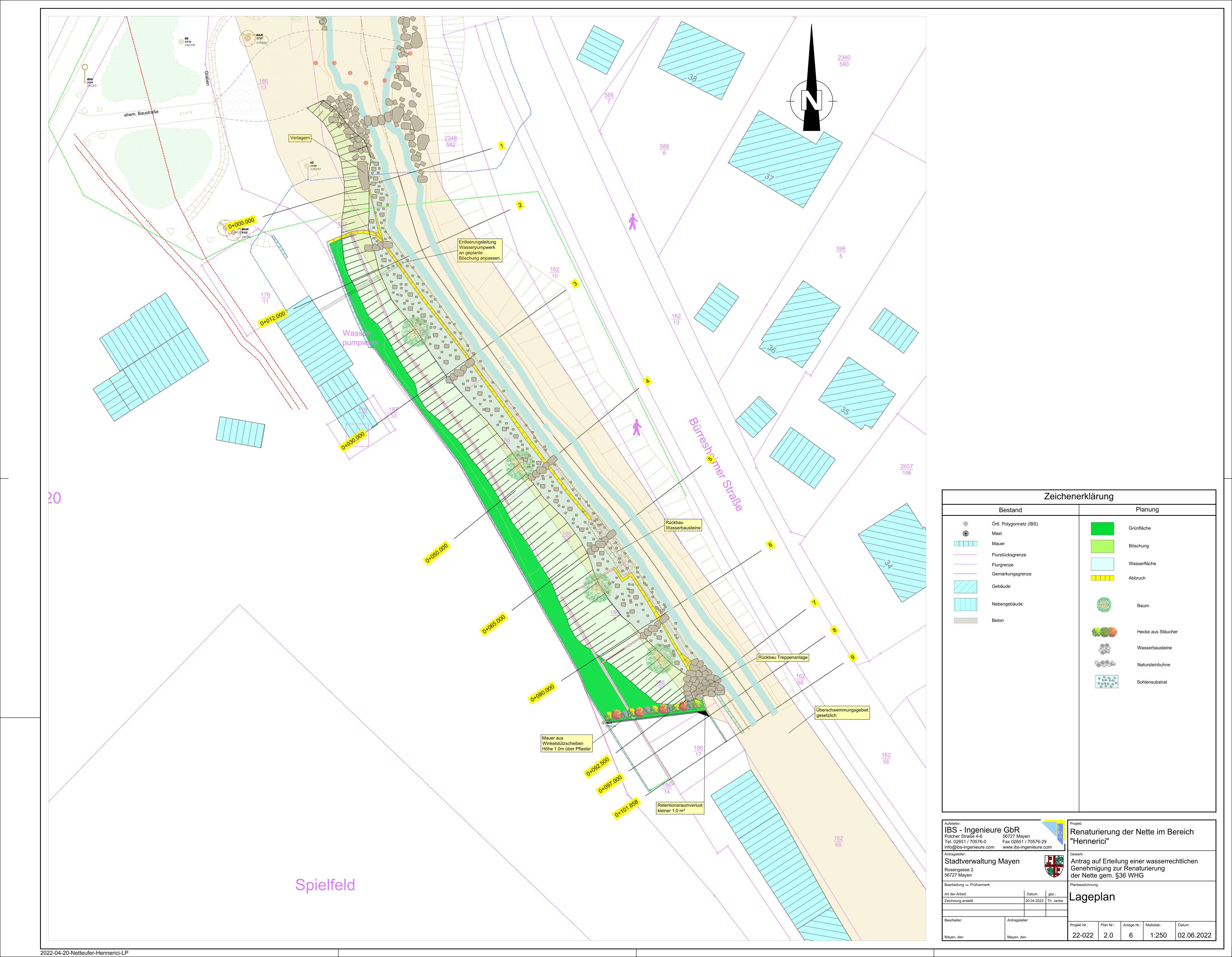 Die Entwurfsplanung der Maßnahme „Renaturierung der Nette im Bereich der Bürresheimer Straße“, kurz hinter der Ortseinfahrt.