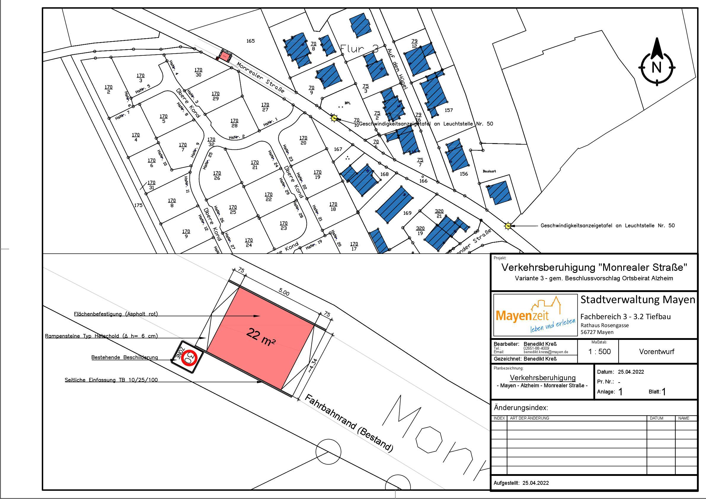 Lageplan zur Vollsperrung in der Monrealer Straße