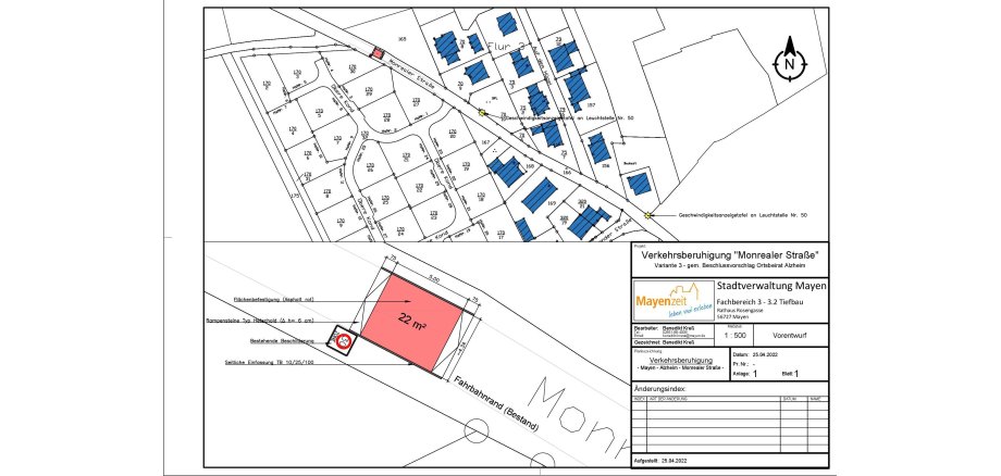 Lageplan zur Vollsperrung in der Monrealer Straße