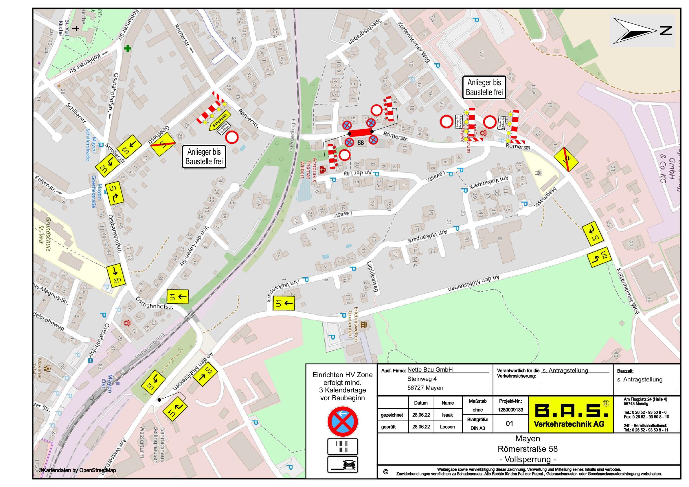 Umleitungsplan Vollsperrung Römerstraße 