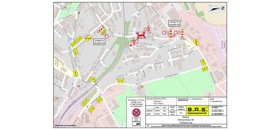 Umleitungsplan Vollsperrung Römerstraße 