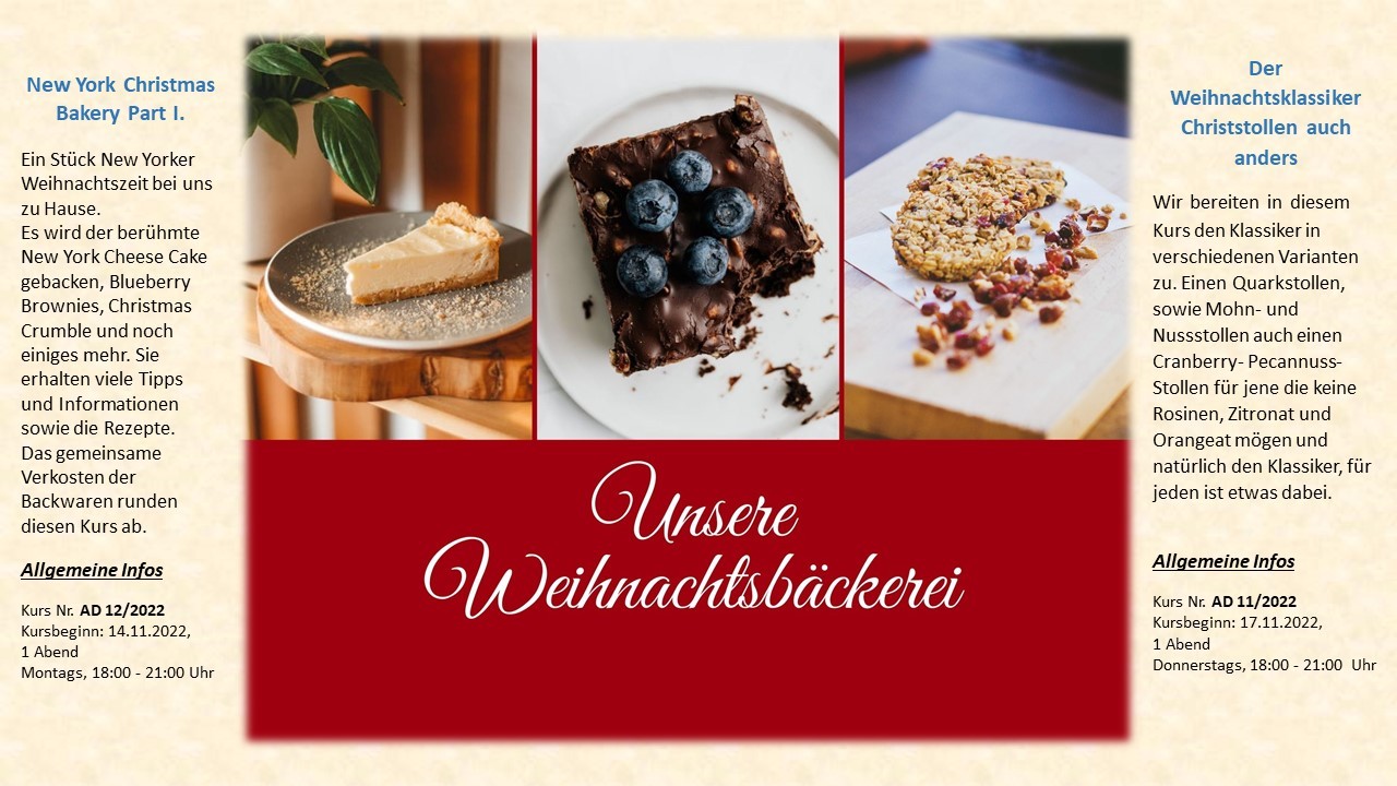 Grafik - Neue Kurse der VHS Mayen - Weihnachtsbäckerei