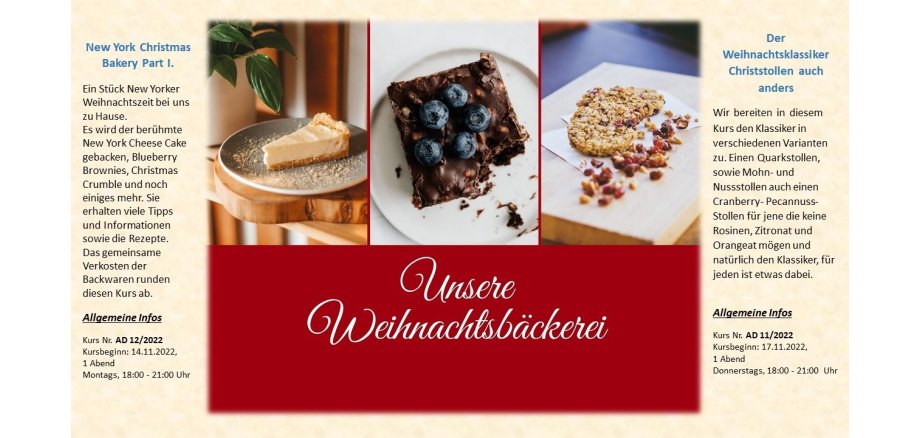 Grafik - Neue Kurse der VHS Mayen - Weihnachtsbäckerei