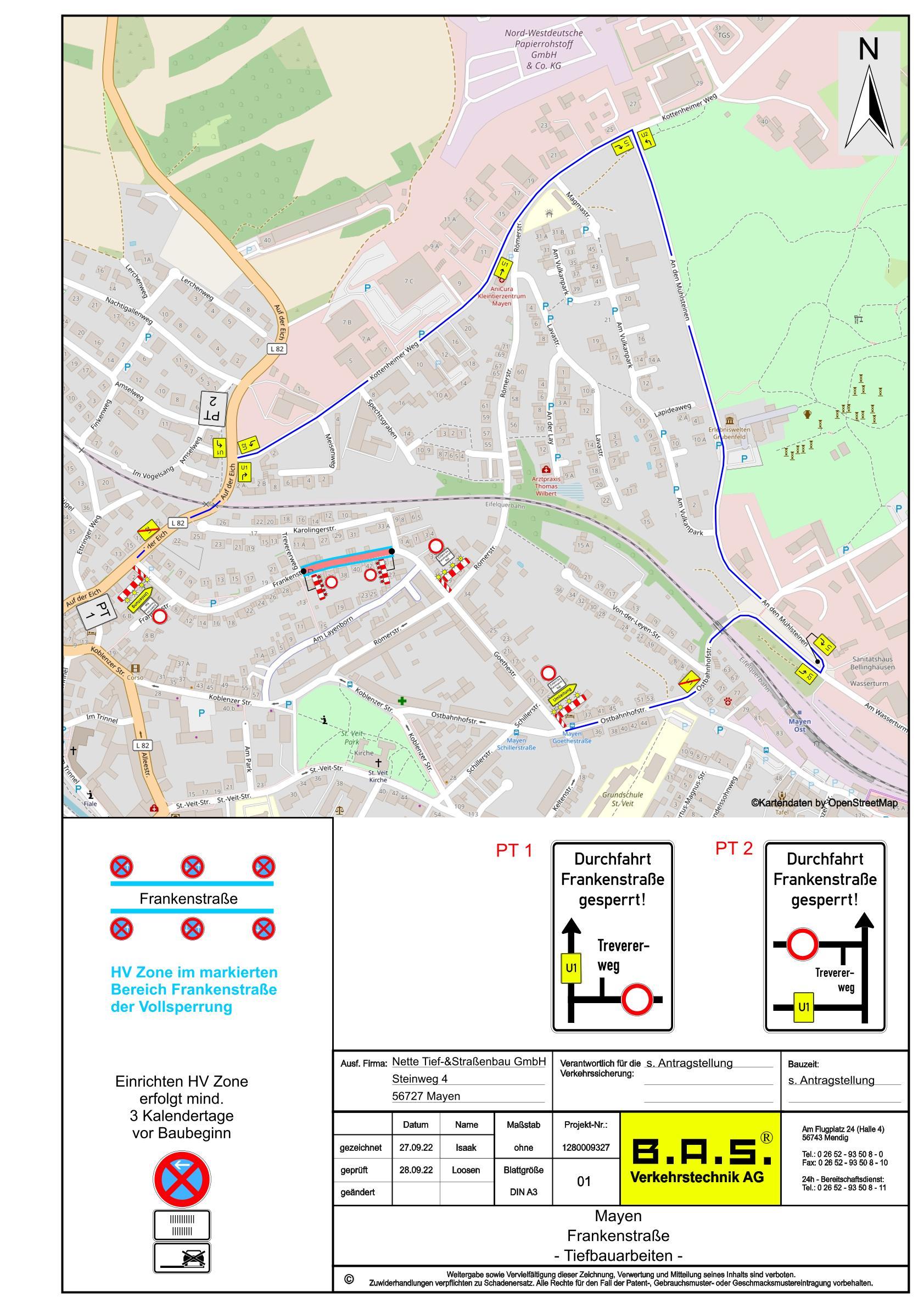Lageplan der betroffenen Stellen