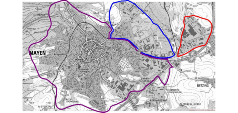 Plan der Stadt Mayen