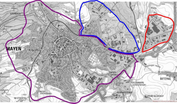 Plan der Stadt Mayen