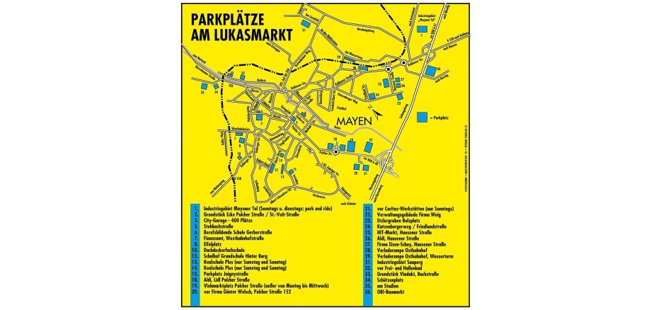 Lageplan der Parkplätze am Lukasmarkt 