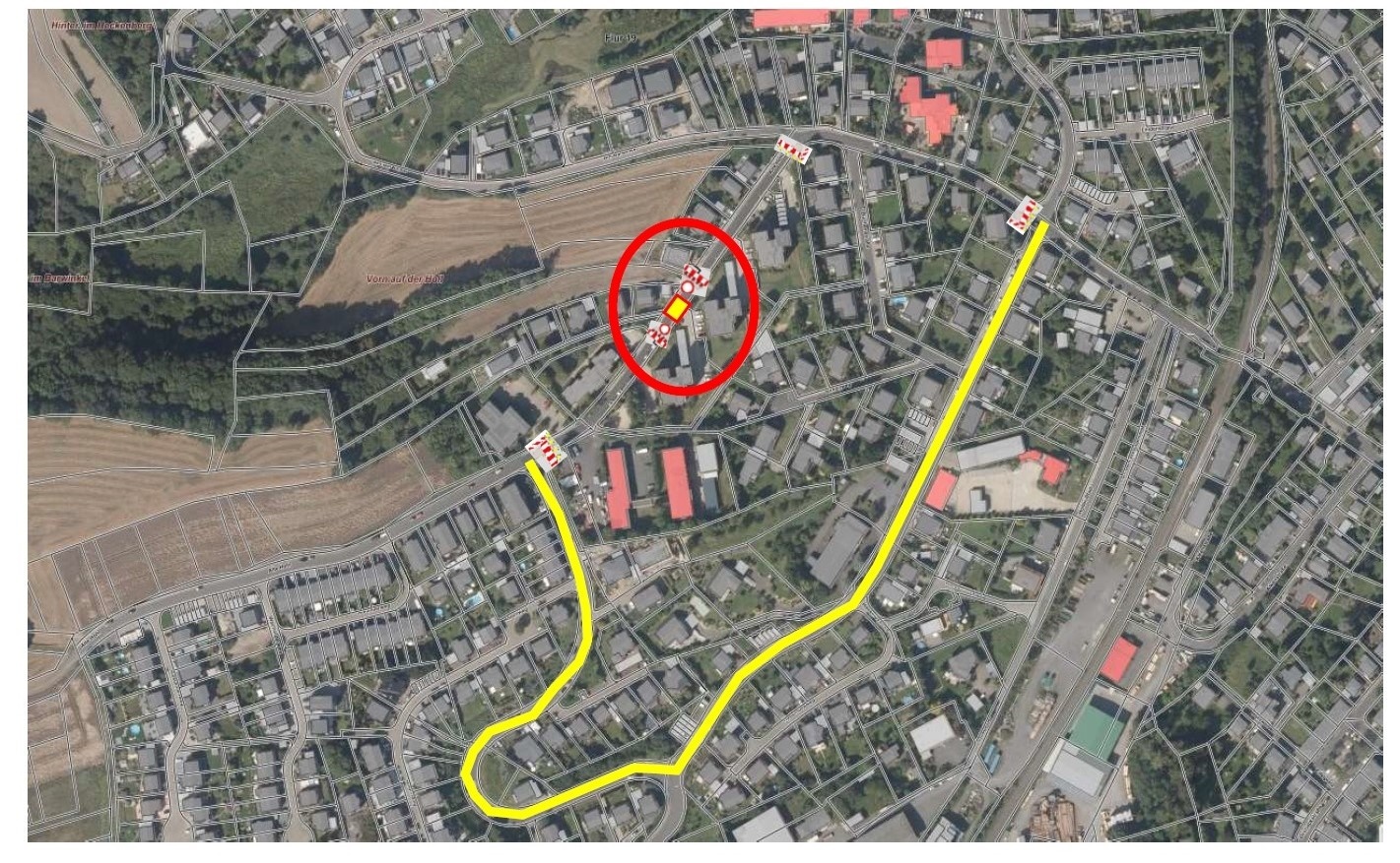 Lageplan Vollsperrung und Umleitungsstrecke