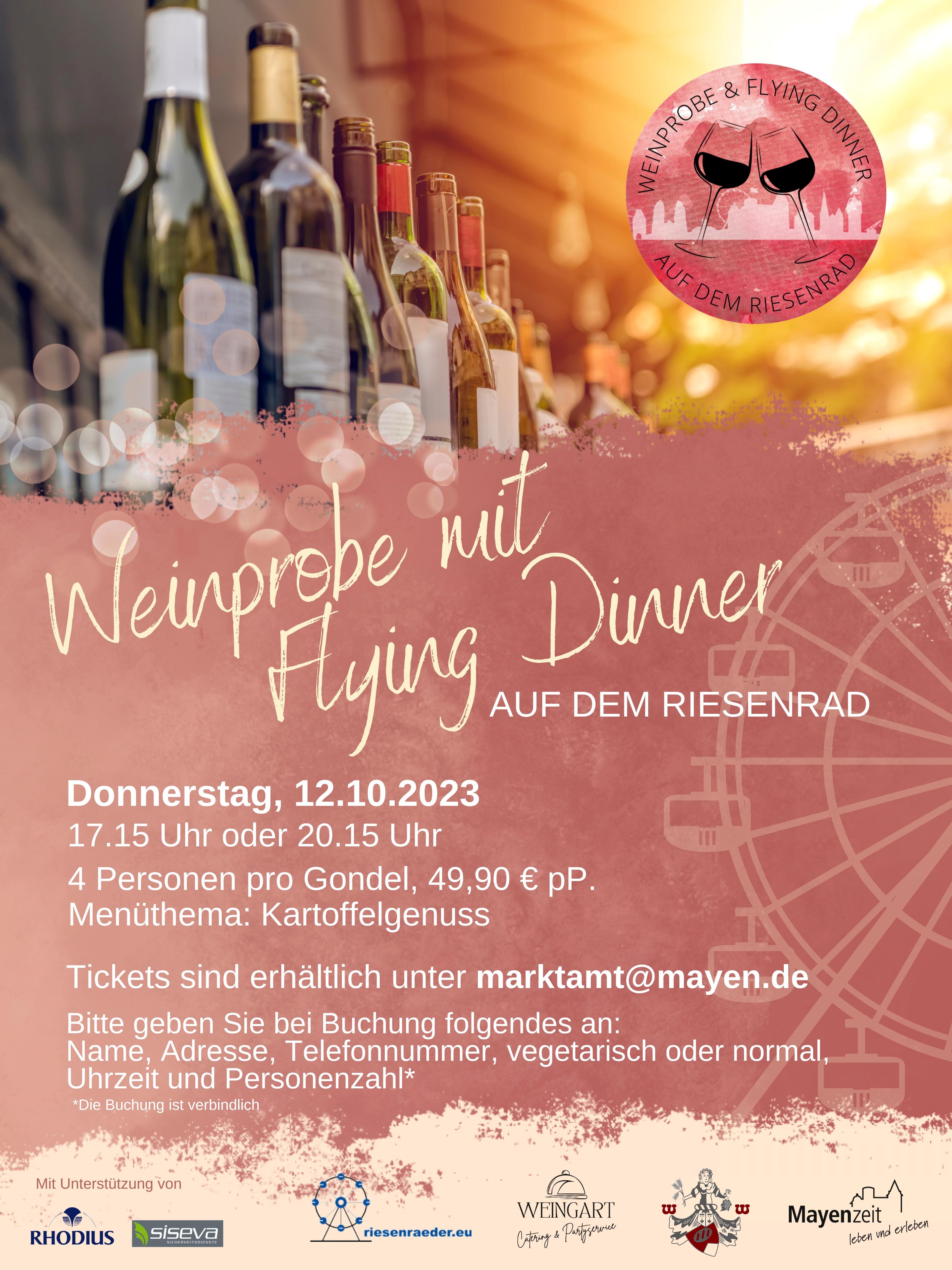 Flyer zur Weinprobe auf dem Riesenrad