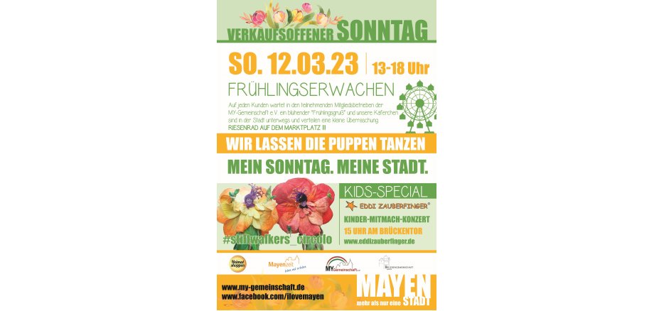 Plakat mit Informationen zum verkaufsoffenen Sonntag