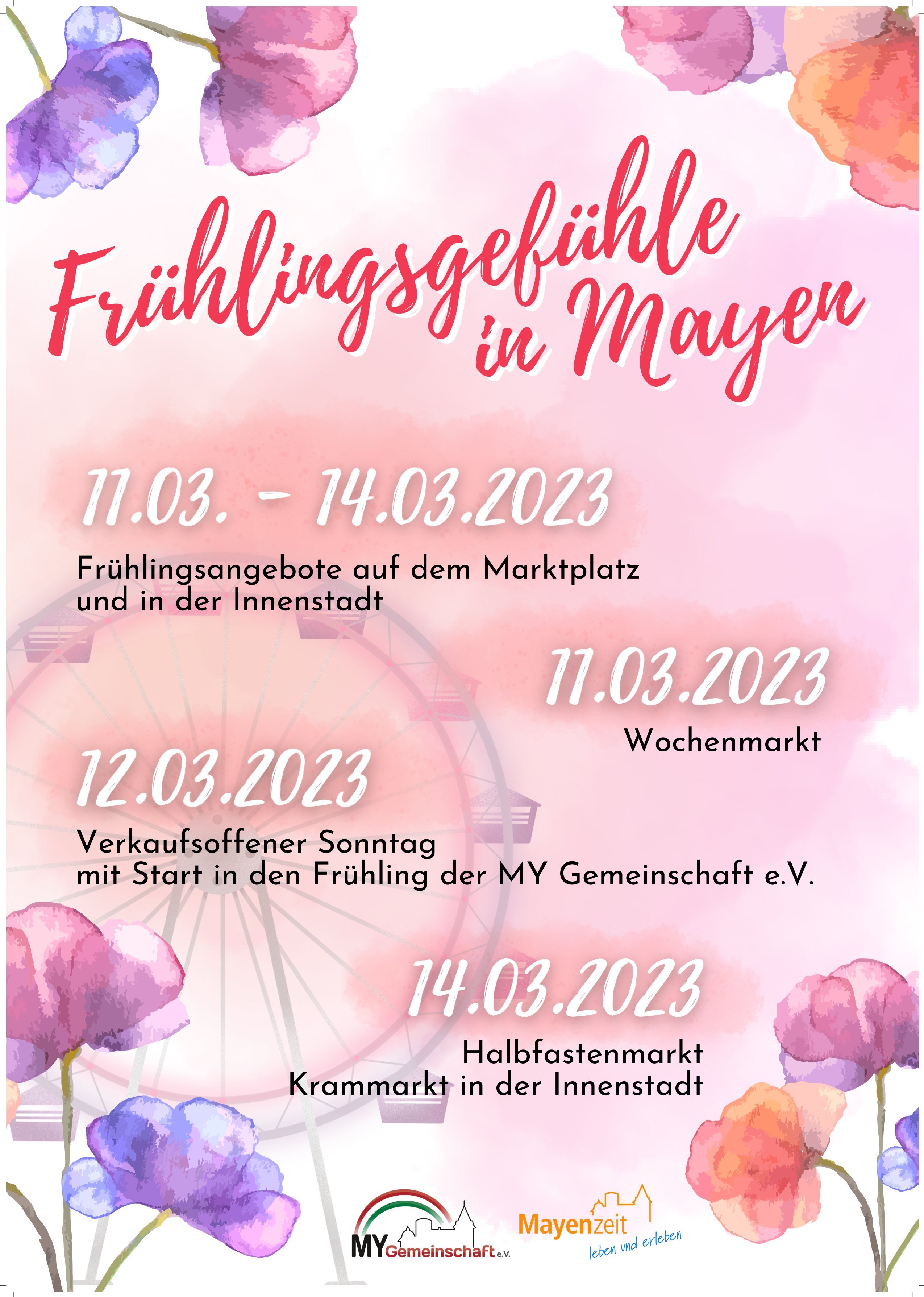 Flyer zum Frühlingsfest in Mayen 2023 