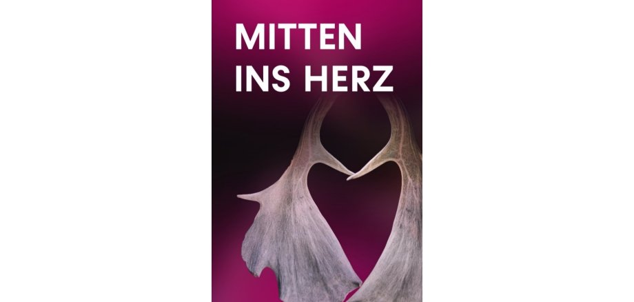 Postkarte mit der Aufschrift "MItten ins Herz"