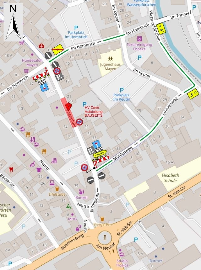 Ein Plan zeigt die betroffenen Straßen