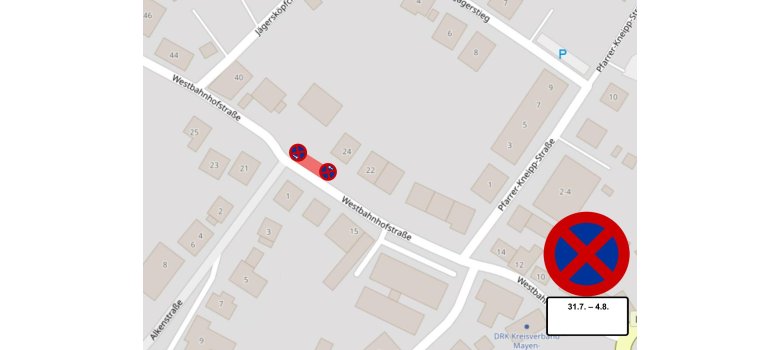 Lagepläne der verschiedenen Straßenabschnitte, in denen ein Halteverbot erforderlich ist - Westbahnhofstraße 24