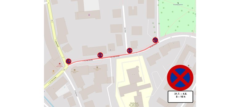Lagepläne der verschiedenen Straßenabschnitte, in denen ein Halteverbot erforderlich ist - St.-Veit-Straße
