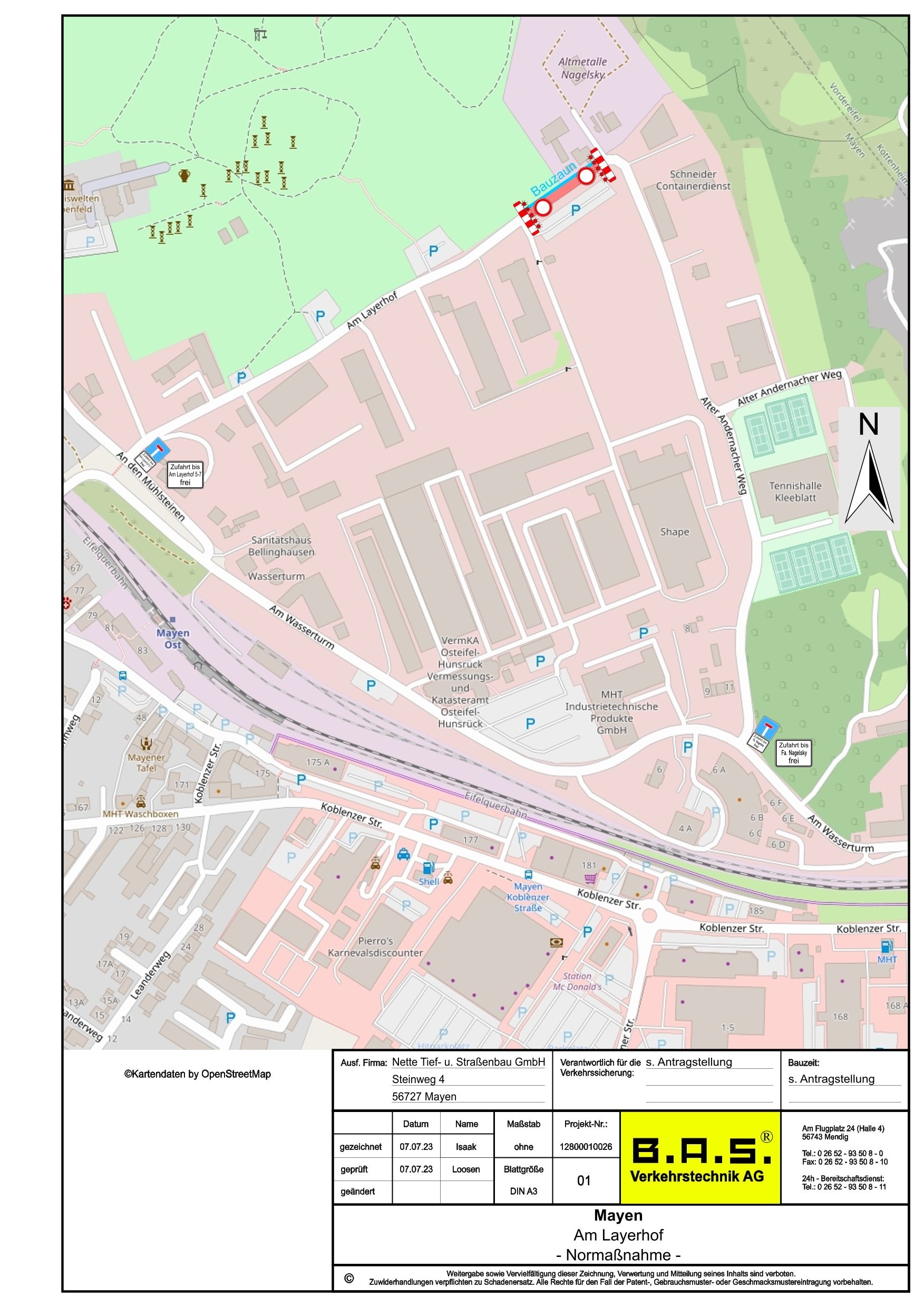 Lageplan der betroffenen Stellen