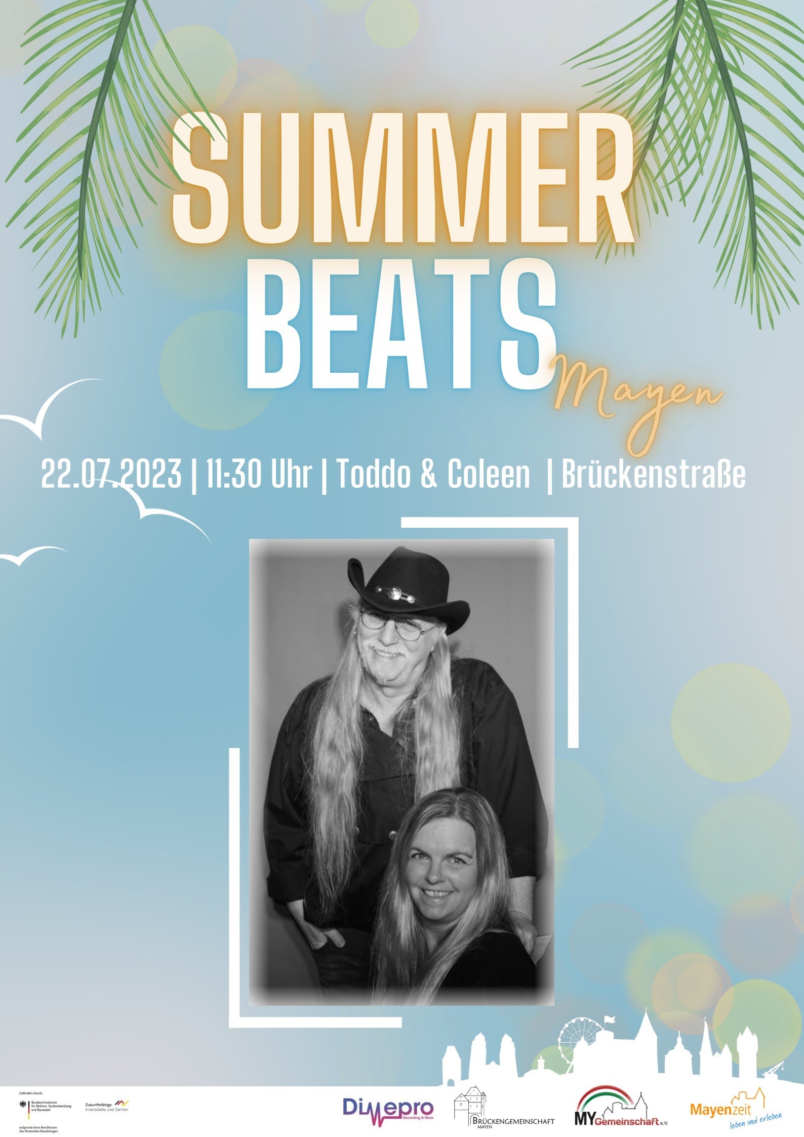Werbeflyer zu den Summer Beats mit Toddo & Coleen