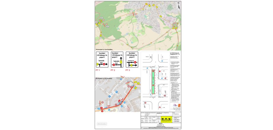 Lageplan zu den geänderten Verkehrsführungen