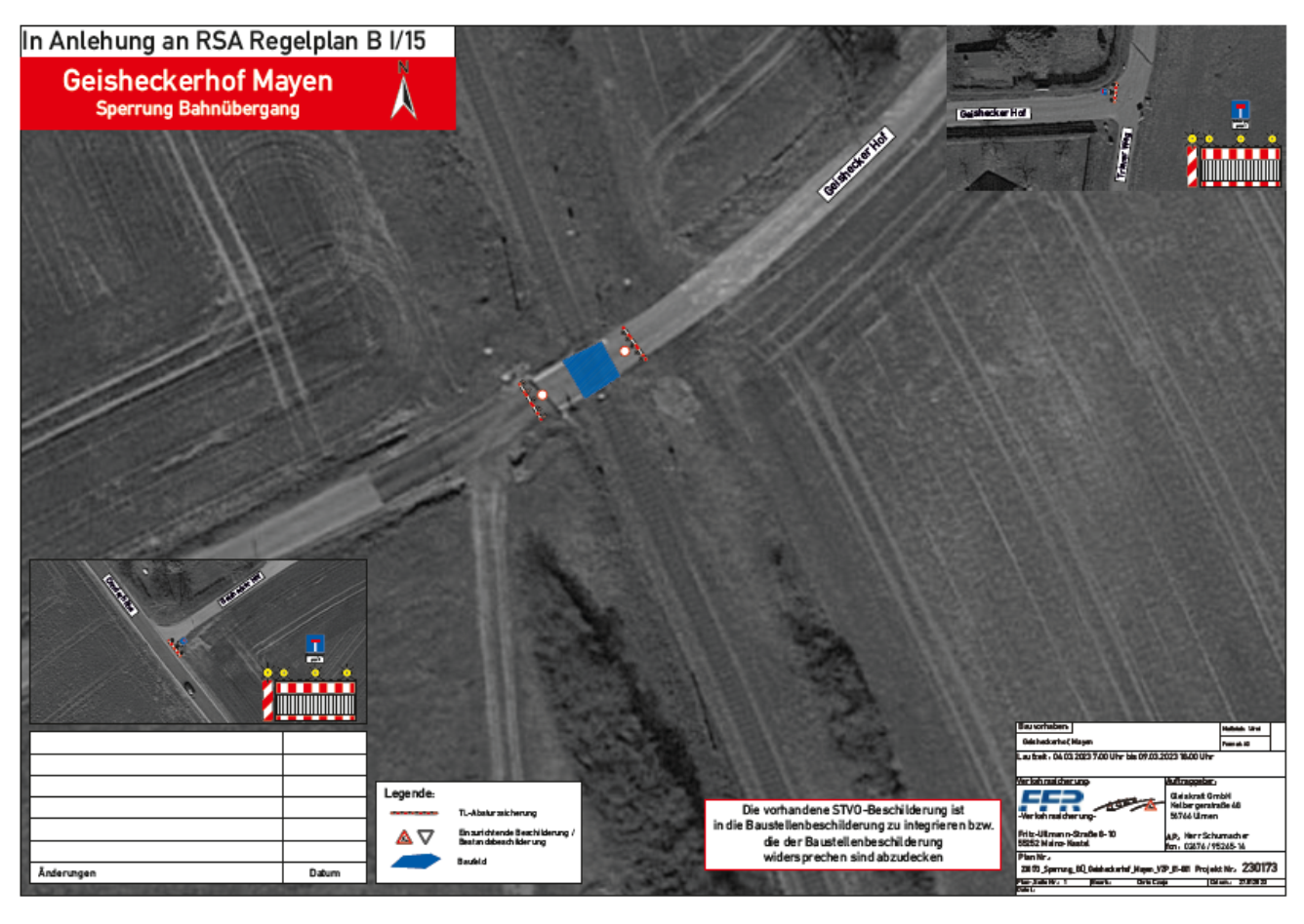 Lageplan Bahnübergang zwischen Geisheckerhof und Thomashof