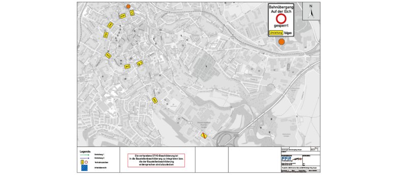 Umleitungsplan Bahnübergang „Auf der Eich“