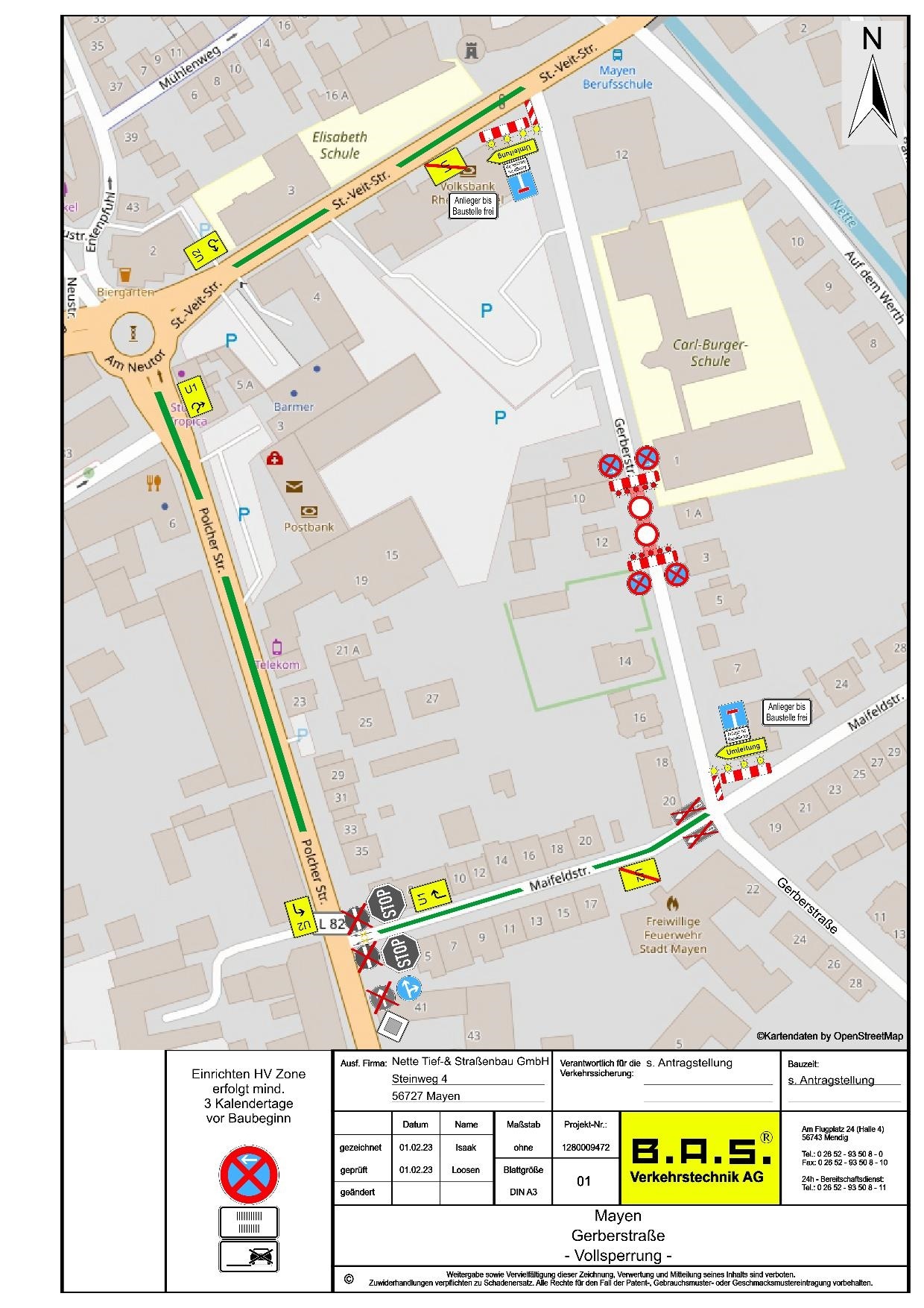 Lageplan der betroffenen Stellen 