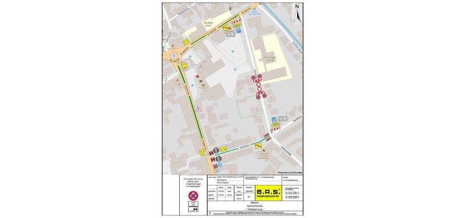 Lageplan der betroffenen Stellen 