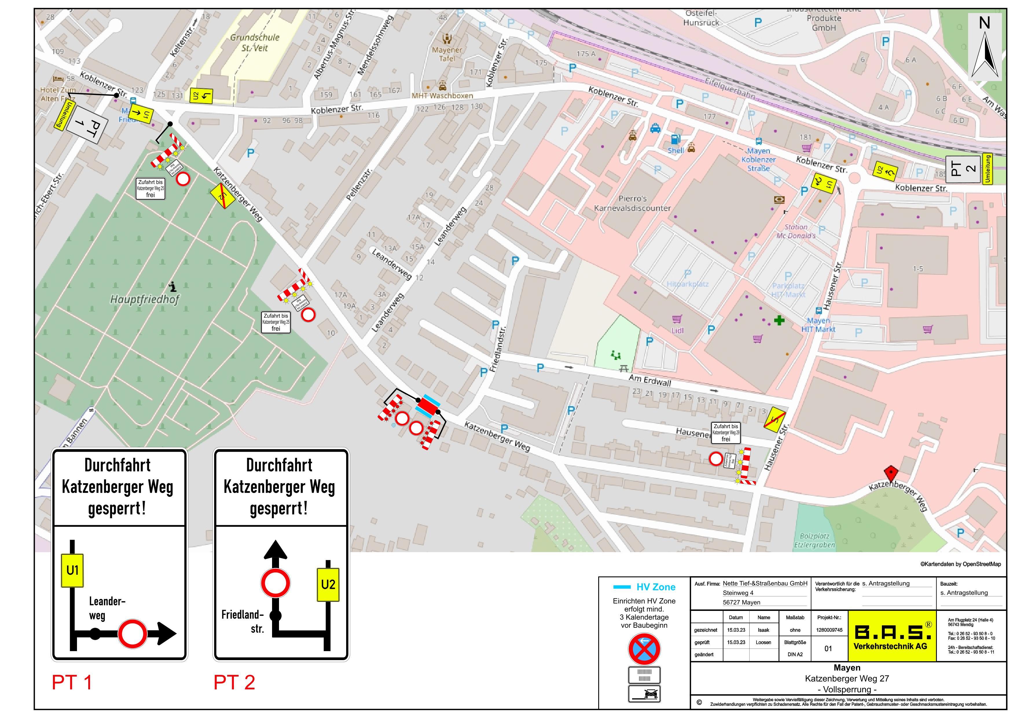 Lageplan der betroffenen Stellen