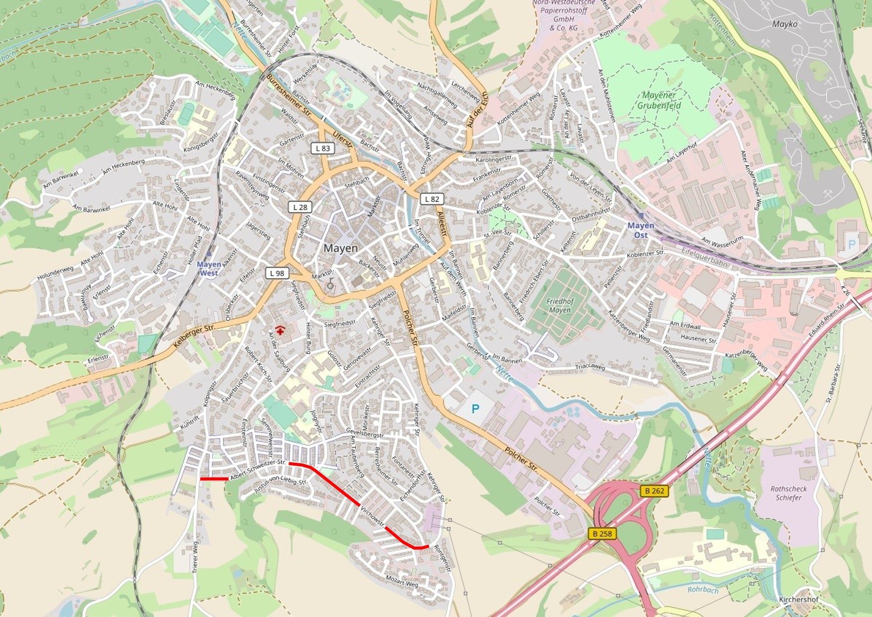 Lageplan der betroffenen Straßen