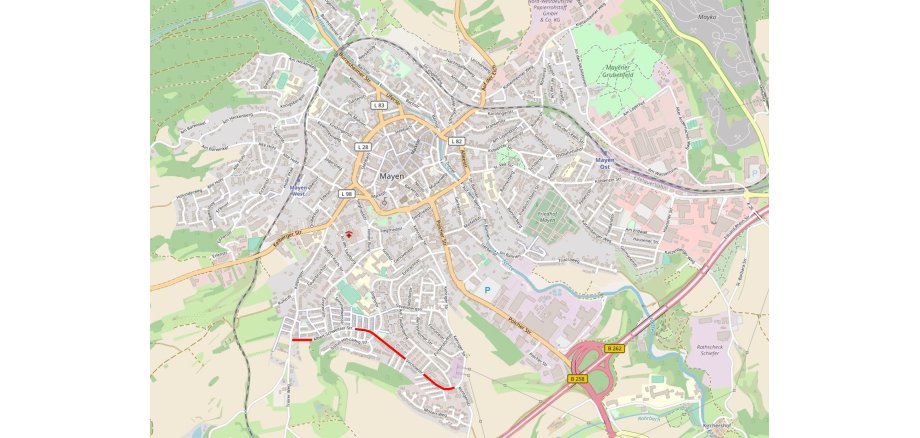 Lageplan der betroffenen Straßen