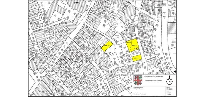 Grafik von Parkplatz „Im Hombrich“ mit den angrenzenden städtischen Liegenschaften