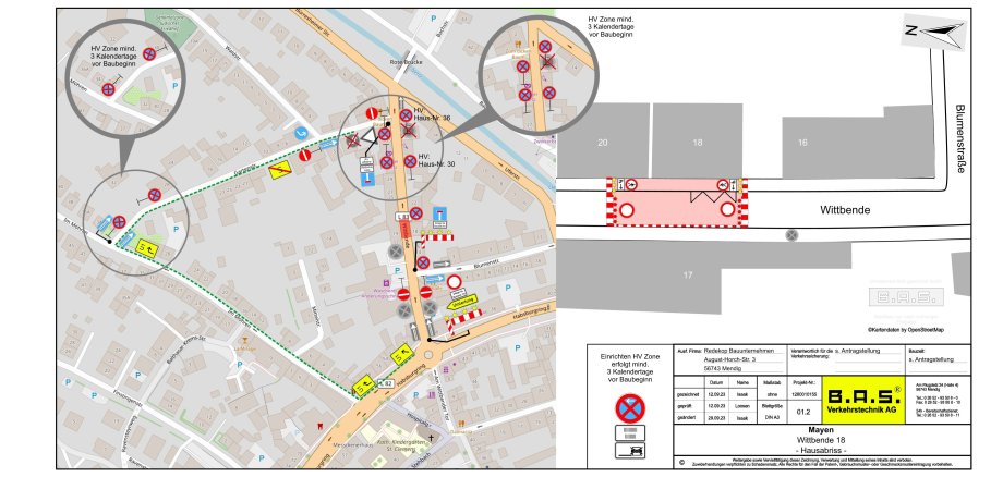 Stadtplan als Übersicht für die eingeschränkten Bereiche