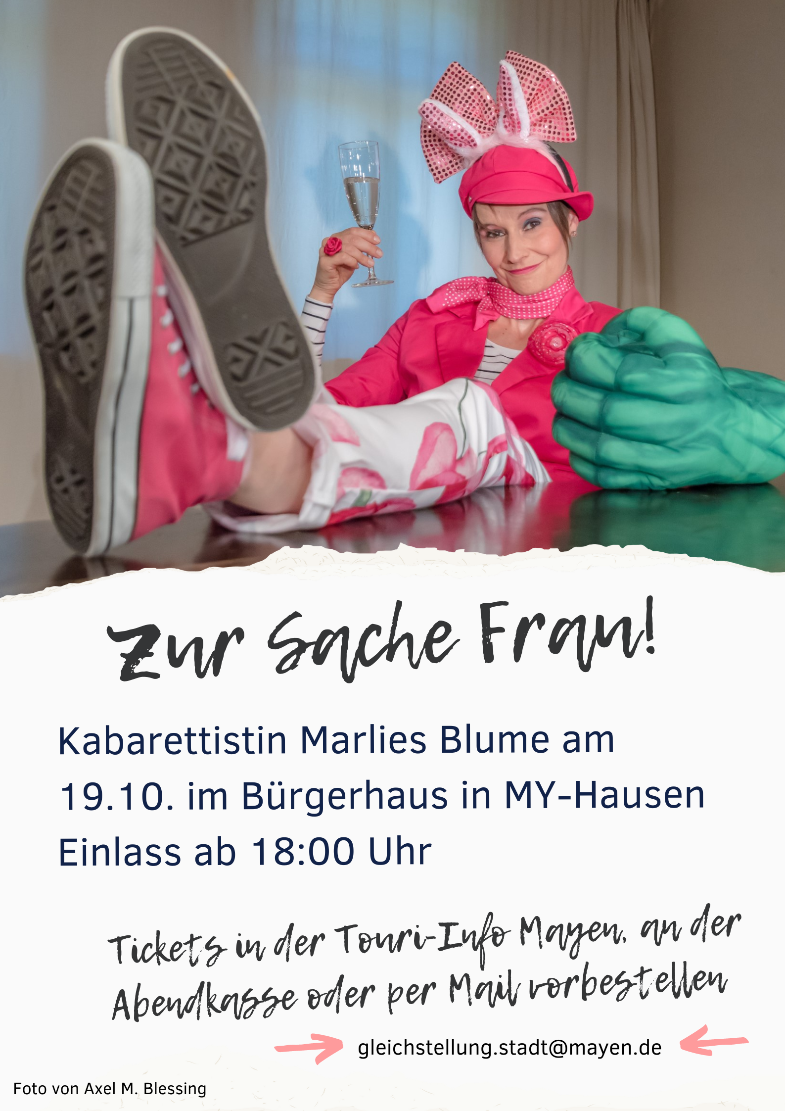 Marlies Blume gibt am 19. Oktober Einblicke zur Sache Frau Plakat zur Veranstaltung mit wichtigen Infos